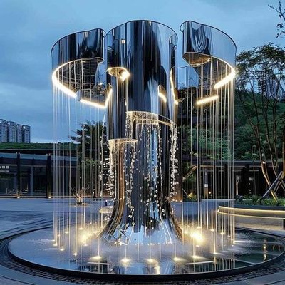 Stainless Steel Outdoor Abstract Art Design Garden Decoration Sculpture Park Water Fountains for Home Decor Metal Crafts