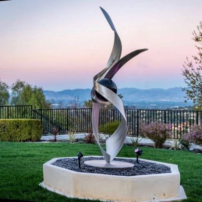 Stainless Steel Outdoor Abstract Art Design Garden Decoration Sculpture Park Water Fountains for Home Decor Metal Crafts