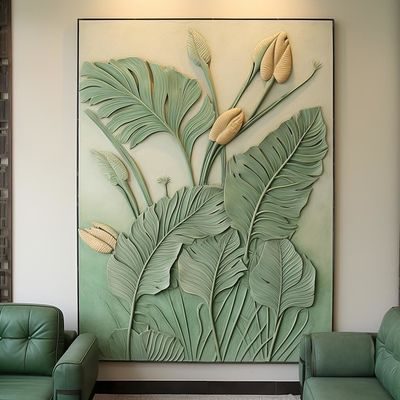 Handmade Stone Carvings Leaf relief decoration Technique 100% Hand Carved for Home Decorations Wall Art Flower relief
