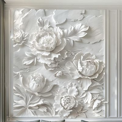 Realistic Flowers Large Size Hand-crafted Wall Relief for Indoor Wall Decor Pack Strong Wooden Crate
