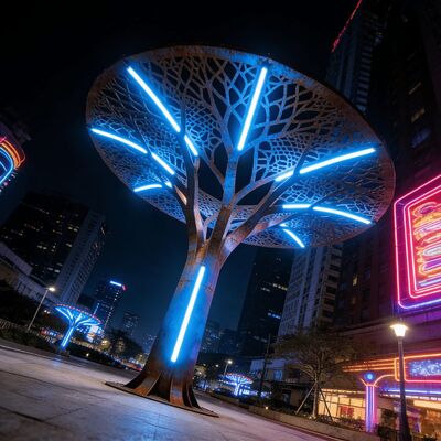 Garden Decoration Nature Style Corten Steel Hallow-out Sculpture Stainless Steel Abstract Hallow Tree Sculpture Customization