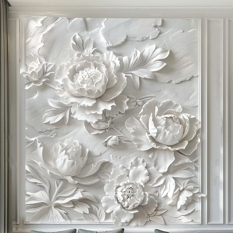Realistic Flowers Large Size Hand-crafted Wall Relief for Indoor Wall Decor Pack Strong Wooden Crate