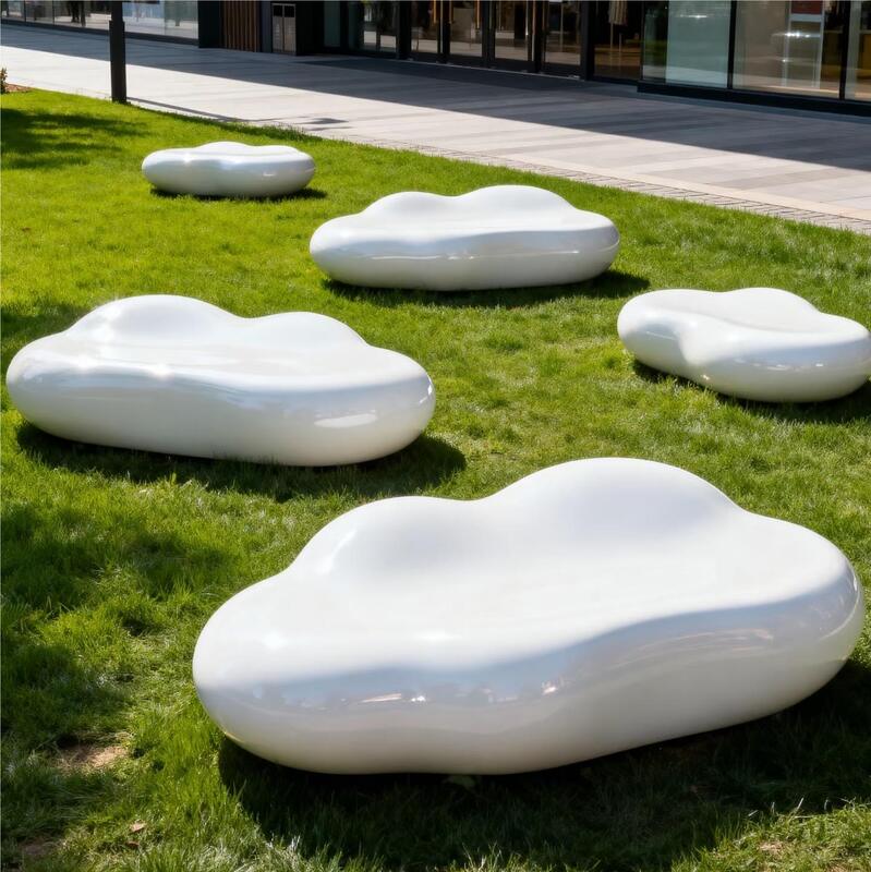 Outdoor Park Garden Decoration Sculpture Rest Area Fiberglass Benches Customization