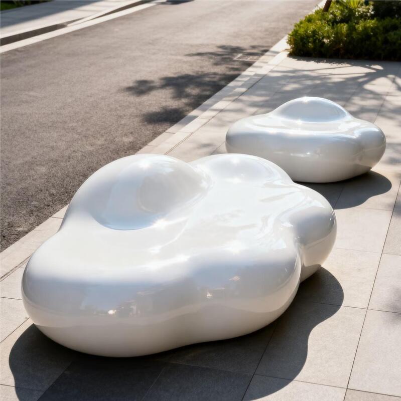 Outdoor Park Garden Decoration Sculpture Rest Area Fiberglass Benches Customization