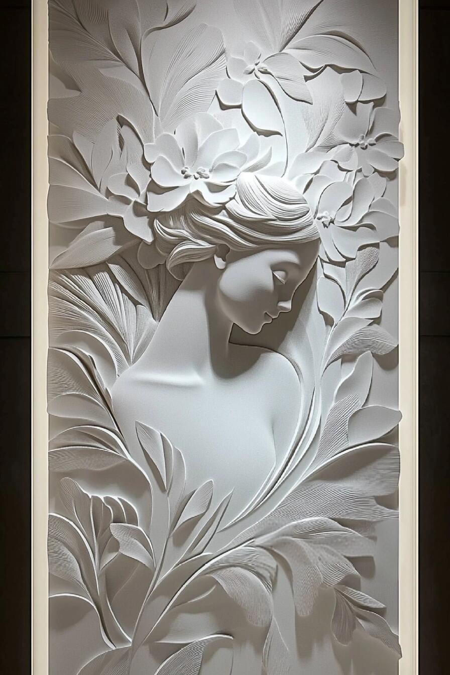 Handmade Stone Carvings Leaf relief decoration Technique 100% Hand Carved for Home Decorations Wall Art Flower relief