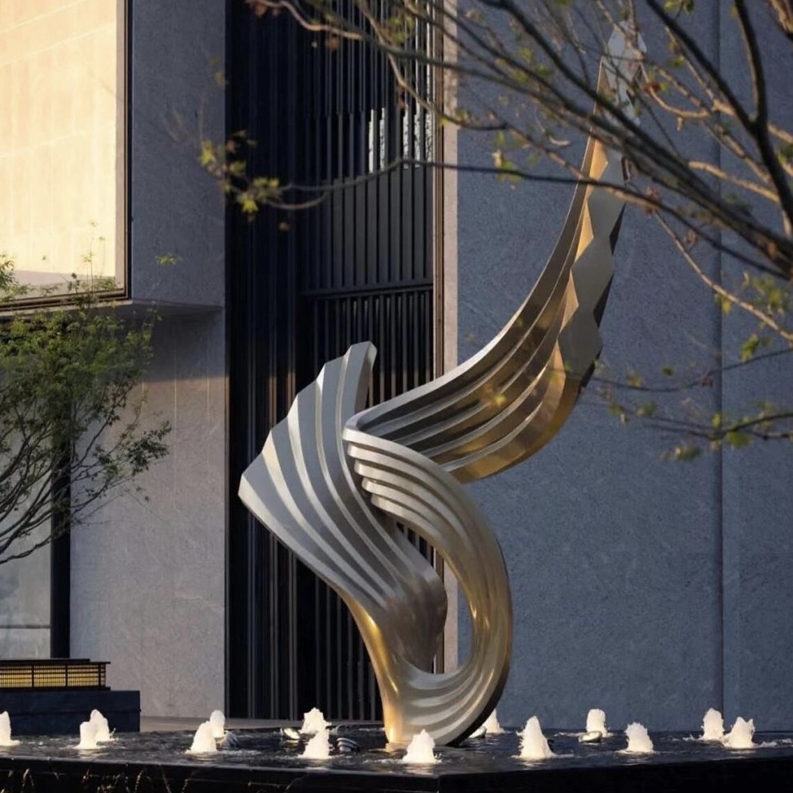 Customized Colors Modern Abstract Mirror Stainless Steel Sculpture for Outdoor Decoration from Model