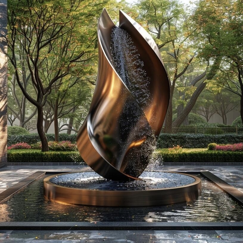 Square Garden Fountain Outdoor Sculpture Steel Garden Landscape Art Sculpture Hard Enamel Technique