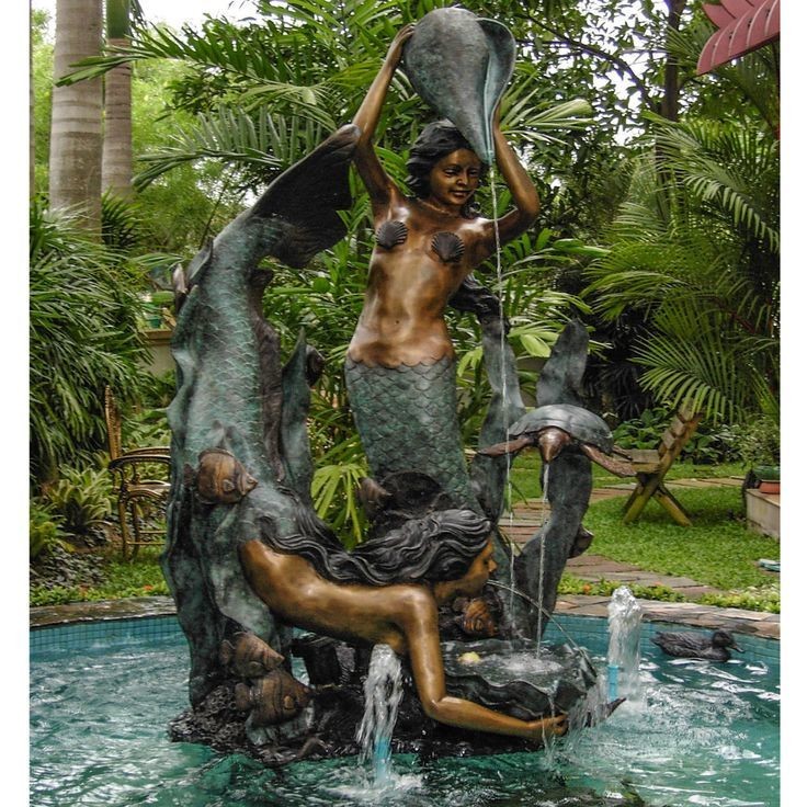 Outdoor Art Collectible Life Size Antique Bronze Statue Brown Bronze Fountains Sculptures for Public Space Sculpture