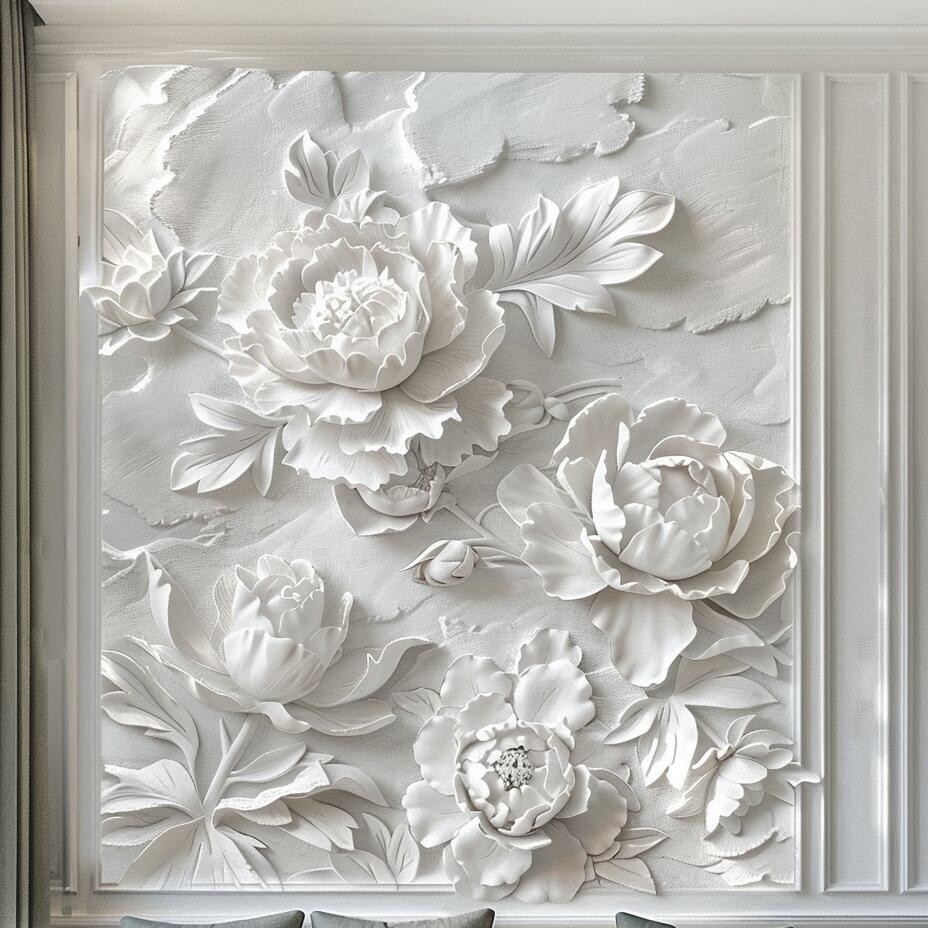 Realistic Flowers Large Size Hand-crafted Wall Relief for Indoor Wall Decor Pack Strong Wooden Crate
