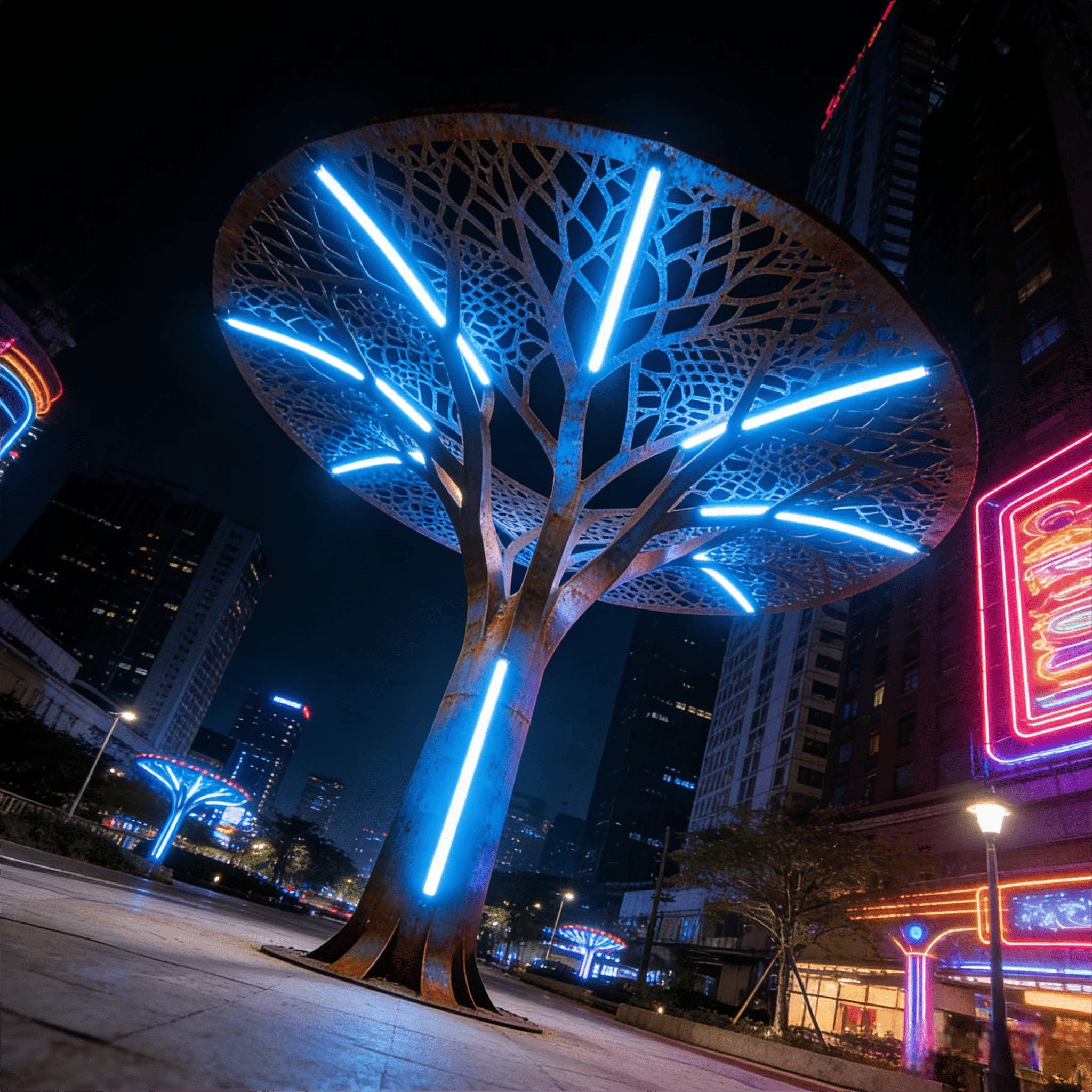 Garden Decoration Nature Style Corten Steel Hallow-out Sculpture Stainless Steel Abstract Hallow Tree Sculpture Customization