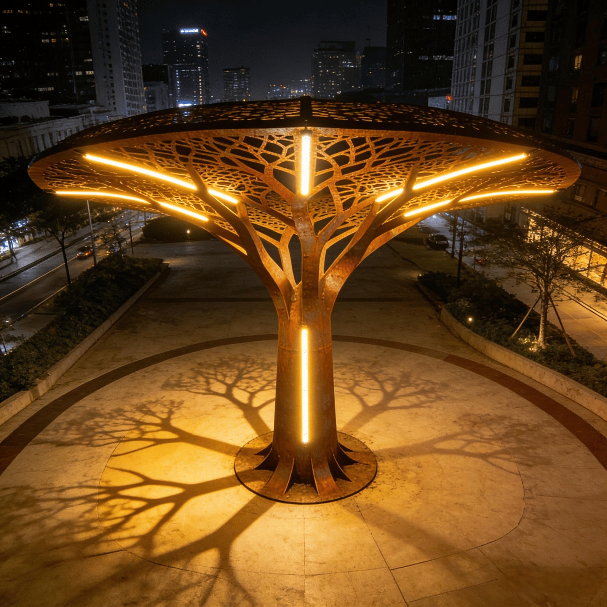 Garden Decoration Nature Style Corten Steel Hallow-out Sculpture Stainless Steel Abstract Hallow Tree Sculpture Customization